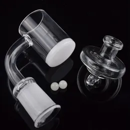 Scientific Joint 4mm White Opaque Bottom Quartz Banger Nail Flat Top 10mm 14mm 18mm With Glass UFO CARB CAP LUMINOINER TERP Pearl Ball