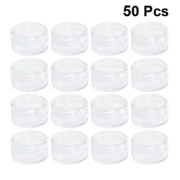 50 sztuk Cosmetic Container Puste 5g / 5 ml Plastikowe Okrągłe Kosmetyczne Jar Pot z pokrywką (przezroczystą) 201014