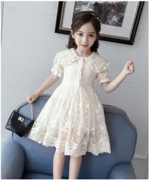 2021 Nya Summer Girls Princess Dress Kids Kortärmad Lace Tulle Klänningar Barn Lace Dress Kids Dresses