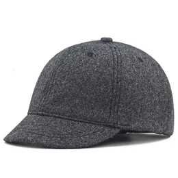 Zimowa duża wielkość czapki baseballowe stare mężczyźni ciepły krótki kapelusz z wełny duży głowy mężczyzna plus czołowa czapka 56-61cm 62-68 cm 220113