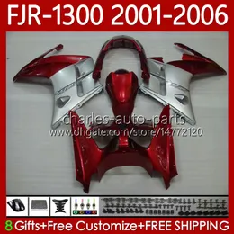 OEM Łamyki dla Yamaha FJR-1300 FJR 1300 A CC FJR1300 Metal Red 01 02 03 04 05 06 Moto Body 106NO.37 FJR-1300A 2001 2002 2003 2004 2004 2005 2006 FJR1300A 01-06 Zestaw nadwozia