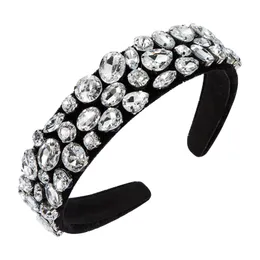 2021 New Arrivals Baroque Crystal Headband for Woman Vintage Geometric Glass Drill Black Velvet Hairband Girls Party Accessories