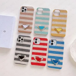 Top Grade P Triangle Cell Phone Fodral för iPhone 131Pro 12 11 Pro Max X XS XR 8 7 Plus Stripes Cloth Feeling Back Case Cover