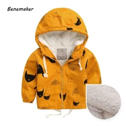 Benemaker Winter Fleece Jackor för Boy Trench Barnkläder 2-10Y Hooded Warm Ytterkläder Windbreaker Baby Barn Coats JH019 LJ200831