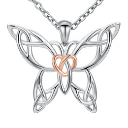 Strollgirl Nowy 100% 925 Sterling Silver Cute Animal Butterfly Wisiorek Naszyjnik Kobieta Moda Biżuteria dla Kobiet Dokonywanie DIY Prezenty Q0531