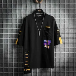 2020 Män Hip Hop T-shirt Fashion Destroyed Hole T-shirt Hiphop Streetwear Sommar Kortärmad Topstees Bomull Tshirt G1222