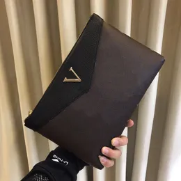 Homem de desenhista de alta qualidade com bolsa de couro zíper boca luxo de couro de couro clássico moda viagem de negócios tamanho 28-19-3cm