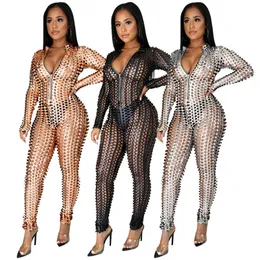 Luva longa das mulheres macacões de designer rompers playsuit sexy bodycon oca fora macacão geral um conjunto peça mulheres klw5380 roupas