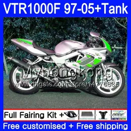 Feeding for Honda Superhawk Silver Green VTR1000 F 1997 1998 1999 2000 2001 56HM.173 VTR 1000 F 1000F VTR1000F 97 99 99 00 01 05 Corpo + Tanque