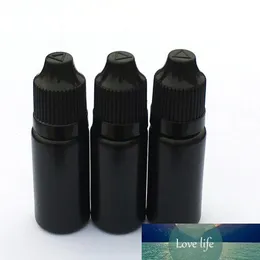 200pcs 10ml Empty PE Black Soft Plastic Dropper Bottle With Childproof Cap E Liquid Vial