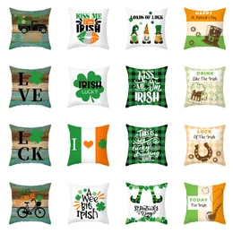 Św. Patrick's Day Pillow Covers 18 * 18 Cal Clover Poduszka Obejmuje Irlandzki Dzień Festiwalu Home Throw Pillowcase do kanapy