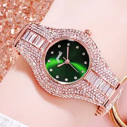 손목 시계 여성 시계 패션 탑 다이아몬드 스테인레스 스틸 쿼츠 손목 시계 고급 방수 간단한 시계 럭셔리