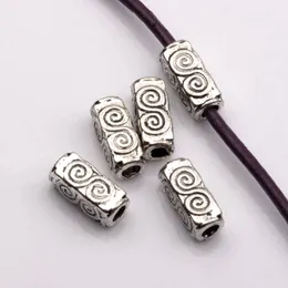 100Pcs Antique silver Alloy Swirl Rectangle Tube Spacers Beads 4 5mmx10 5mmx4 5mm For Jewelry Making Bracelet Necklace DIY Accesso198s