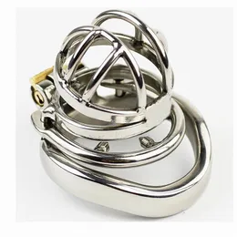 Short Small Male Stainless Steel Cock Cage with Barbed Anti-off Ring Chastity Device Ring with Stealth New Lock Sex Toys