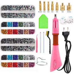 DMC Hot Fix Rhinestones Set Hotfix Applicator With 7 Nozzles Cleaning Kit Tweezers Brush Wedding F0157