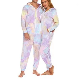 Erkekler Trailtsits 2021 Tie Boya Pijama Kadınlar İçin Set Çift Sonbahar Kış Kış Kapşonlu Pijamalar Yetişkin Sweetwear Takım Sıradan fermuar Pijamas Homewe