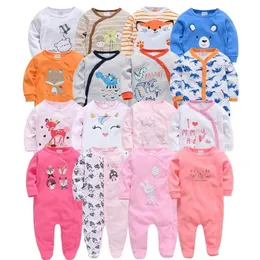 Kavkas 3 4 PCS /ロットBaby Girlの服ROPA BEBE長袖夏の柔らかい綿の男の子の男の子ロンパース生まれたボディーブラック211229