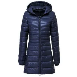 Women's Down Parkas Mujers Brand Women Long Thin Light Jacket Autumn Winter Hooded Zipper Jaqueta Casaco Feminino Coats 201210