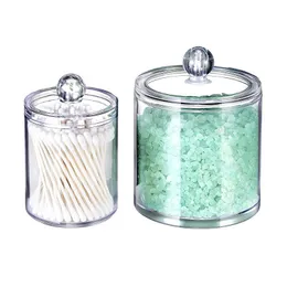 2PCS Acrylic Storage Box Cosmetic Organizer Bathroom Accessories Cotton Swab Bath Salt Storage Tank Transparent Plastic Box LJ200812