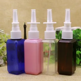 100pcs التي 50ML مربعة إعادة الملء سفر الحيوانات الأليفة البلاستيك زجاجة عطر البخاخة 50cc ل رائحة البلاستيك حاوية مستحضرات التجميل