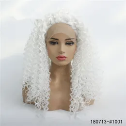 Vit färg syntetisk lacefrontal peruk simulering mänskliga hår spets fram peruker 14 ~ 26 inches pelucas 180713- # 1001