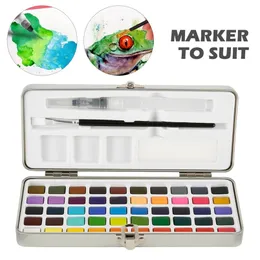 50Pcs Set di colori ad acquerello solido Set di materiali artistici Kit di pigmenti per acquerelli Set di colori ad acqua con strumenti di pittura a pennello per disegno 201226
