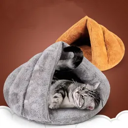 Winter Pet Cat Bed Small Dog Puppy Kennel Sofa Polar Fleece Material Mat House Sleeping Bag Warm Nest