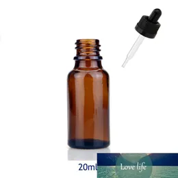 New 20ml Vidro Âmbar Bottle óleo essencial com tampa à prova de crianças e conta-gotas Eye Dropper Oil Drops Garrafas Embalagem Aromaterapia