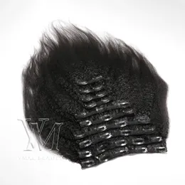 VMAE 120G 140G 160G klips w 12 do 26 cali 100% Brazylijskie ludzkie włosy Kinly prosty naturalny kolor Nieprodukty Human Hair Extensation