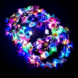 Party Flower Headband LED Light Up Hair Wreath Hairband Garlands Women kids Halloween Christmas Glowing Wreath Party Supplies 120pcsT1I2595