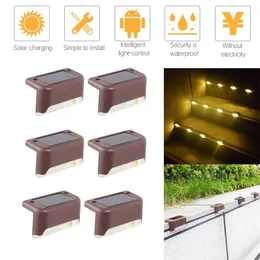 Stairs Fence Led Lamp Outdoor Pathway Patio Waterproof Warm White Bright Durable ABS Solar Deck Light Yard Garden