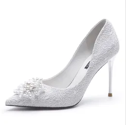 Eily Bridal Scarpe Da Sposa In Pizzo Avorio Peep Toe Fiori Dettaglio - Foto 3