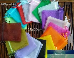 2000PCS Organza Bag 15x20 cm sznurka woreczka ślub/urodziny/świąteczne torby na prezent na biżuterię torby na wystawie torba do przechowywania