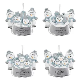 2020 Quarantine Christmas Decoration DIY Personalized Snowman Christmas Tree Hanging Ornament Pendant For Family Blessings