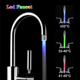 Creatity LED Water Faucet Color Atmosphere Lights Change Color According To Water Temperature 3 Colors No Need Battery Hardware