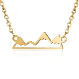 10PCS Snowy Mountain Peak Top Range Pendant Necklaces for Women Girls Stainless Steel Minimalist Collar Choker Chain Jewelry