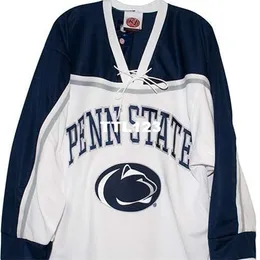 Prawdziwy mężczyźni prawdziwy pełny haft Penn State Nittany Lions White Hockey Jersey 100% haftowe koszulka lub na zamówienie dowolne nazwisko lub koszulka numer