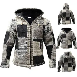 Outdoor JacketShoodies Mäns tröja päls vår höst mens hooded rand tjock ull dragkedja manliga cardigan jumpers x5p5