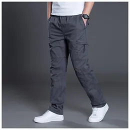 Zipper Cargo Pants Men Pocket OutDoor Full Length Pants Male Summer Straight Trousers Homme Loose Cotton Casual Pants Grey 201118