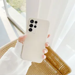 Luksusowa prosta krawędź kwadratowa płynna silikonowa skrzynka na telefon dla Samsung Galaxy S21 Ultra 5g S20 plus miękka osłona ochronna TPU