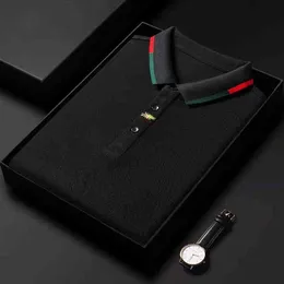 Designer Brand Fashion Polo Shirt 100% Cotton Black Men Korean broderi Casual Long Sleeve High End Tops Men kläder 220113