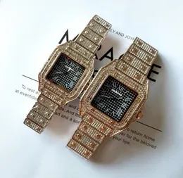 Unisex klockor älskare klocka romerska män kvinnor titta kvarts rörelse alla diamant iced out titta hög kvalitet unisex klänning klockor dam klocka