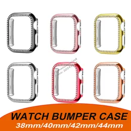 Модная роскошная Bling Bling Bling Diamond Bummer Cover для Apple Watch Iwatch S8 S7 360 Корпус с полной крышкой 41 мм 45 мм 38 40 42 44 мм с розничной пакетом