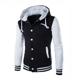 Swagwh What Mens Hoodies z kapturem w paski Patchwork Patchwork Baseball Kurtka Bluzy College Varsity Coats Think Hoodie Men Ubrania LJ200826