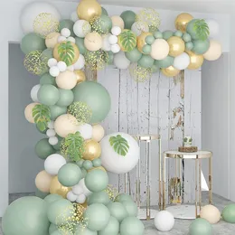 Macaron Green Balloon Garland Arch Kit Bröllop Ballon Födelsedagsfest Decor Kids Jungle Safari Tema Baby Shower 220217