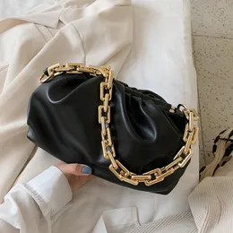 Cross Body Gold Chain PU Leather Bags For Women 2021 Luxury Female Bag Solid Color Handbags Travel Hand Woman Shoulder