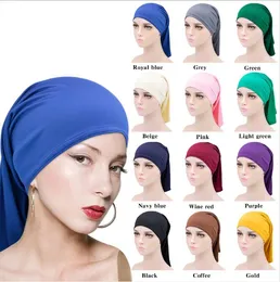 Три способа носить мусульманские женские растягивающие измельченные молочные дышащие Bandana Night Sleeping Turban Hat HeadwraP CONNET CHIMO CAP