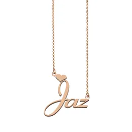 Jaz name necklaces pendant Custom Personalized for women girls children best friends Mothers Gifts 18k gold plated Stainless steel