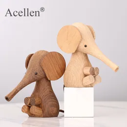 Figurina di legno fatta a mano Elefante Bambini Decorazione della casa Accessori Ornamenti Regalo di festa Giocattoli per l'arredamento dell'elefante di Natale T200710