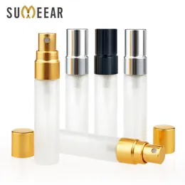 100 Pieces/lot 5ml Refillable Mini Perfume Spray Bottles Froste Glass Metal Atomizer Portable Travel Cosmetic Container